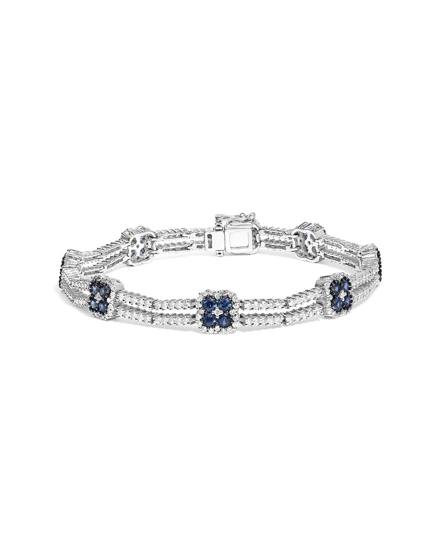 Haus Of Brilliance Colorful Gemstones 18k 5.10 Ct. Tw. Diamond & Sapphire Link Bracelet In Burgundy