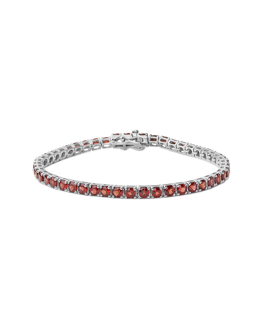 Haus Of Brilliance Colorful Gemstones Silver 10.16 Ct. Tw. Lab-grown Garnet  Tennis Bracelet In Brown