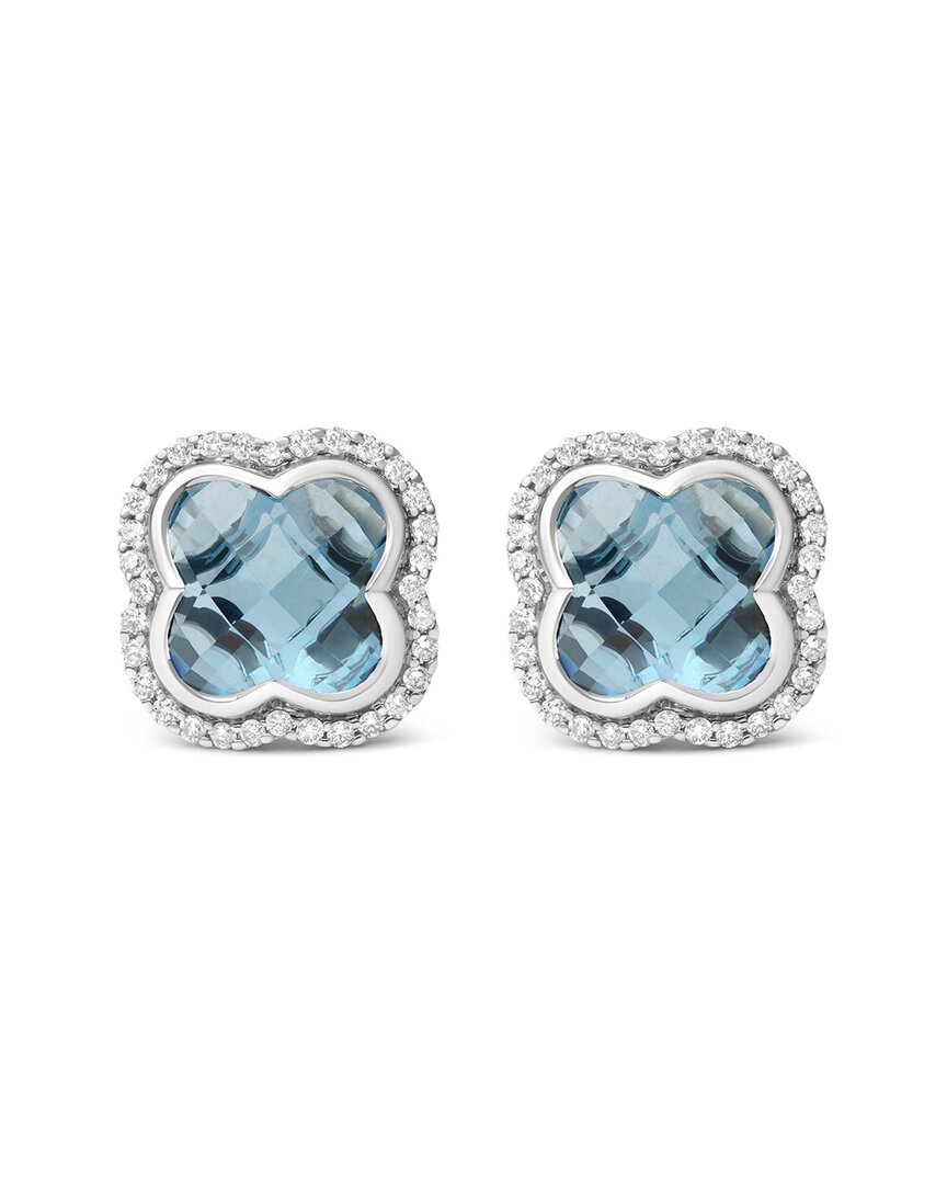 Haus Of Brilliance Colorful Gemstones 18k 8.70 Ct. Tw. Diamond & Topaz Stud Earrings In Brown