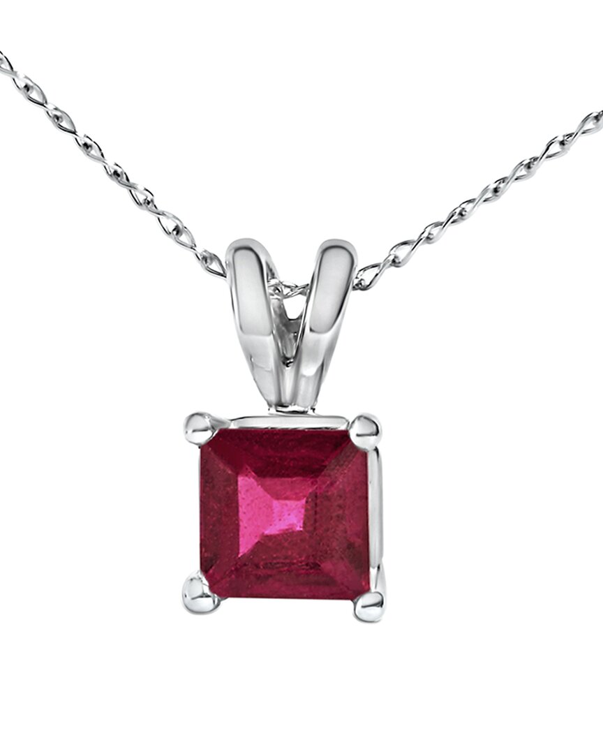 Haus Of Brilliance Colorful Gemstones 14k 0.65 Ct. Tw. Ruby Pendant Necklace In Silver