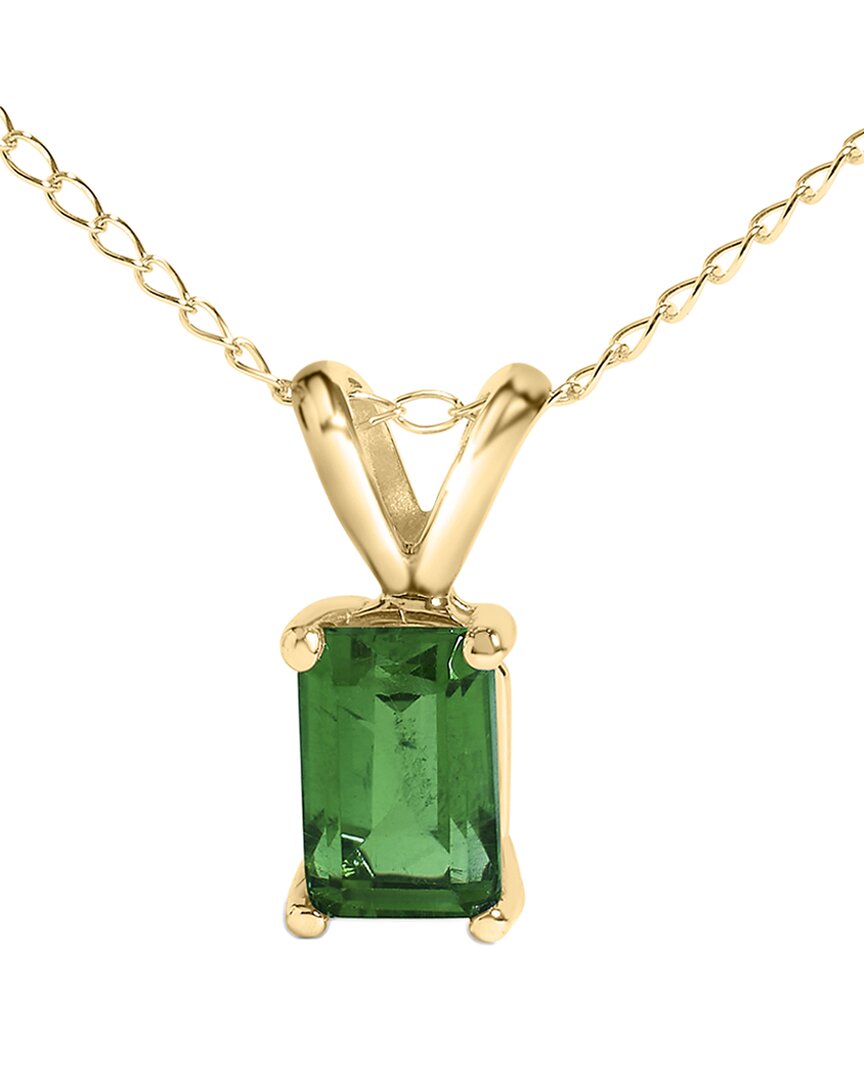 Haus Of Brilliance Colorful Gemstones 14k 0.40 Ct. Tw. Emerald Pendant Necklace In Green