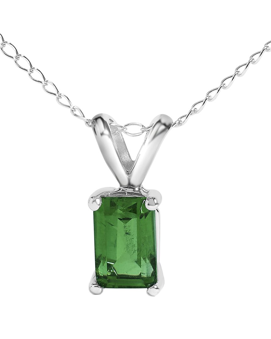 Haus Of Brilliance Colorful Gemstones 14k 0.40 Ct. Tw. Emerald Pendant Necklace In Green