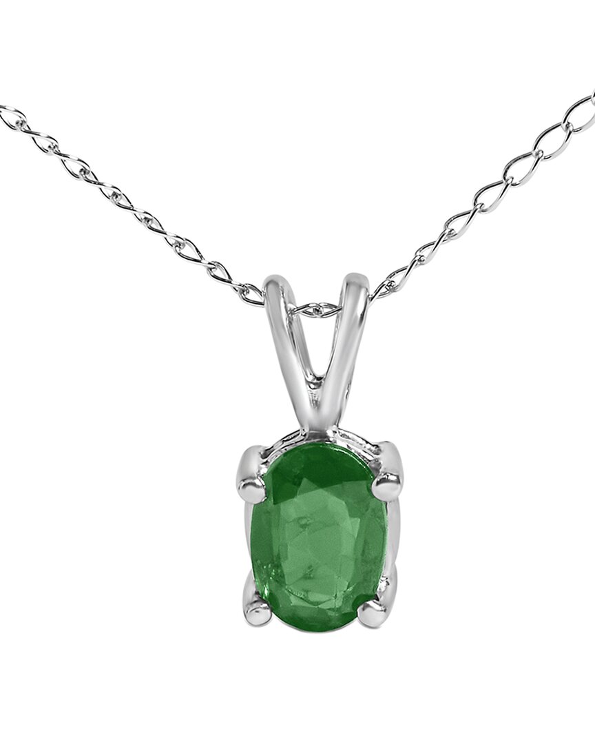 Haus Of Brilliance Colorful Gemstones 14k 0.45 Ct. Tw. Emerald Pendant Necklace In Green