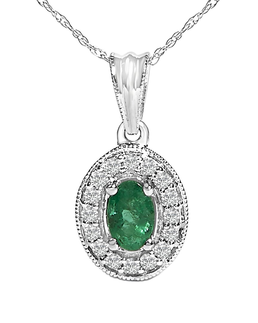 Haus Of Brilliance Colorful Gemstones 14k 0.75 Ct. Tw. Diamond & Emerald  Pendant Necklace In Green