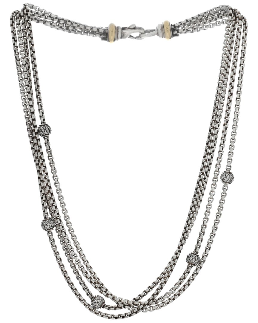 David Yurman Four-row Ball Silver Necklace In Metallic