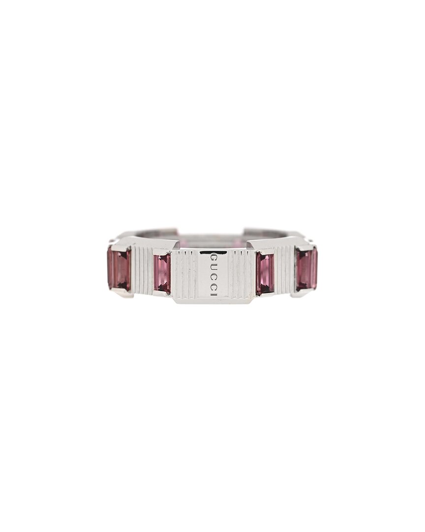 Gucci 18k Rubellite 7mm Link To Love Ring 52 6 (authentic Pre-loved) In Multi