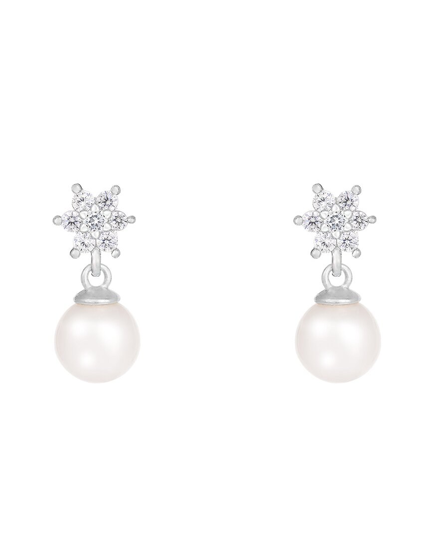 Splendid Pearls 14k 0.28 Ct. Tw. Diamond & 7-7.5mm Pearl Dangle Earrings