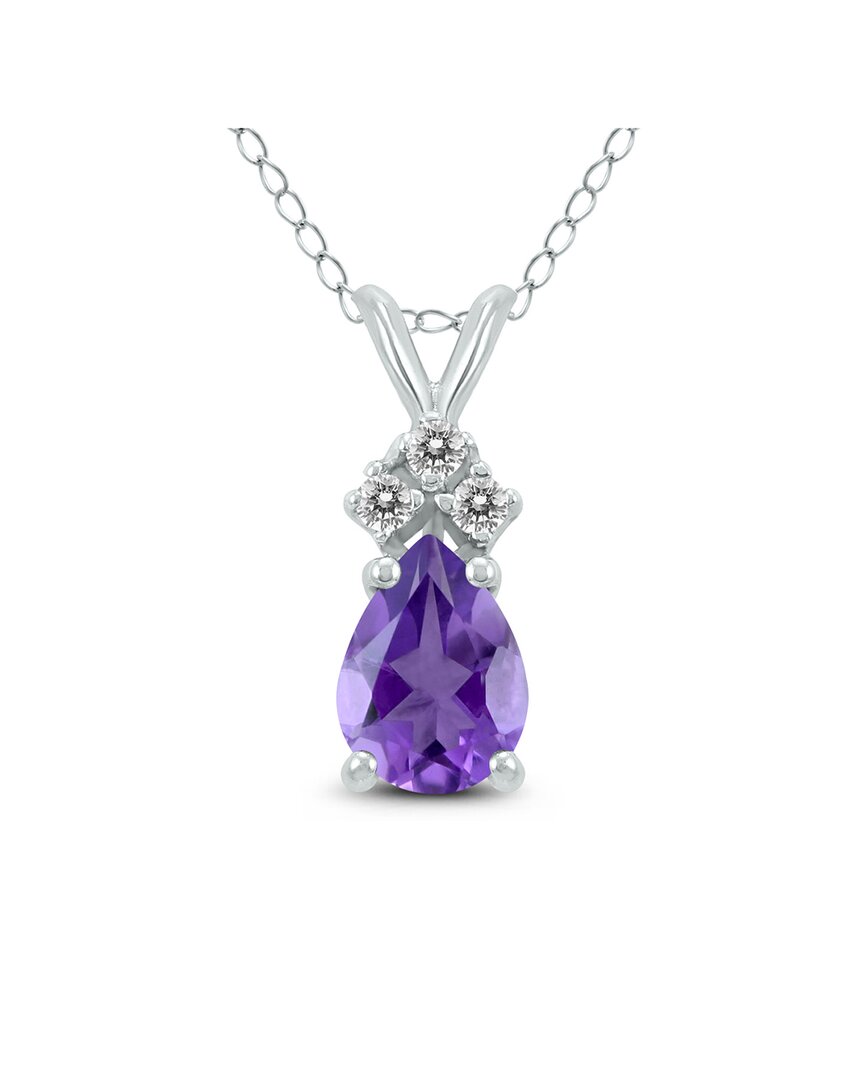 Gemstones 14k 0.48 Ct. Tw. Diamond & Amethyst Necklace