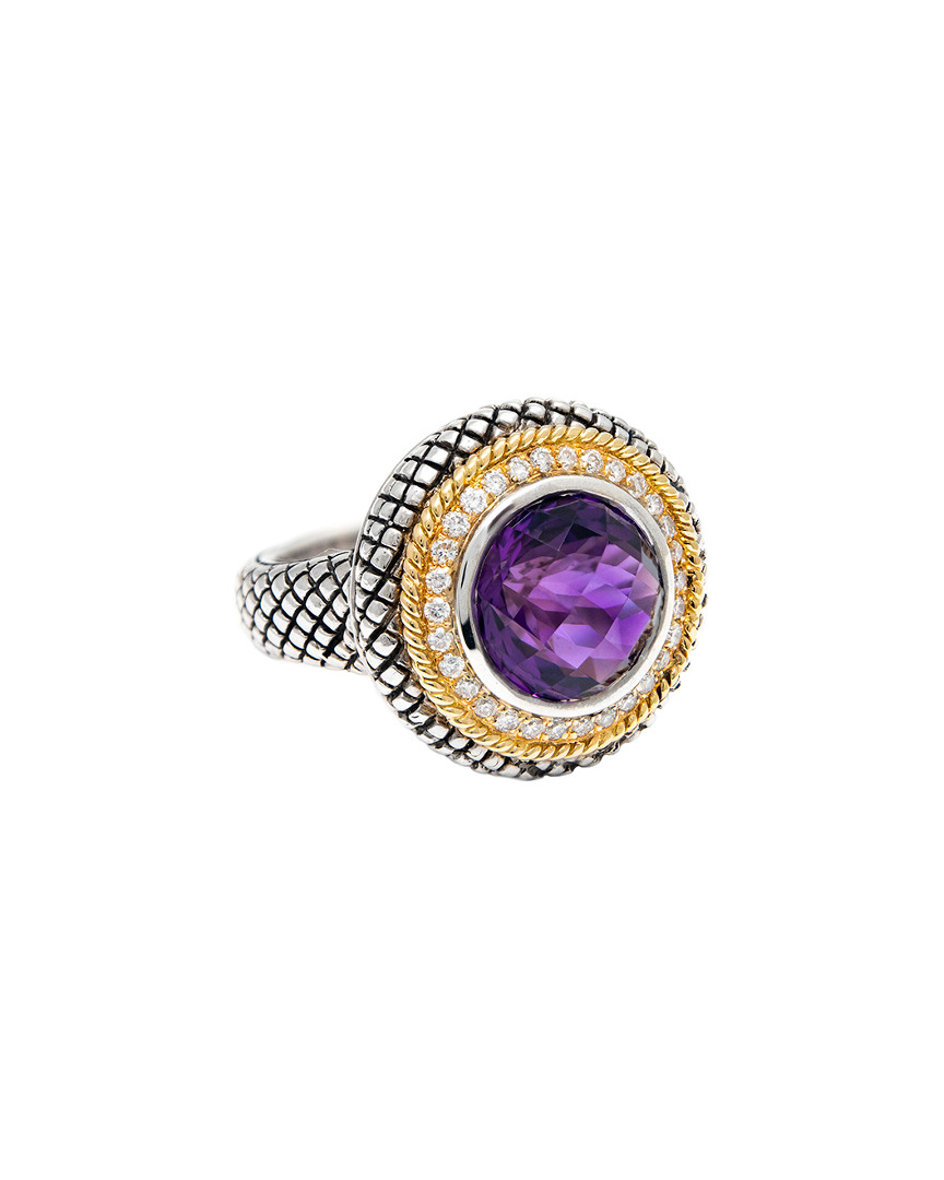 Andrea Candela Rodeo 18k & Silver 0.30 Ct. Tw. Diamond & Amethyst Ring