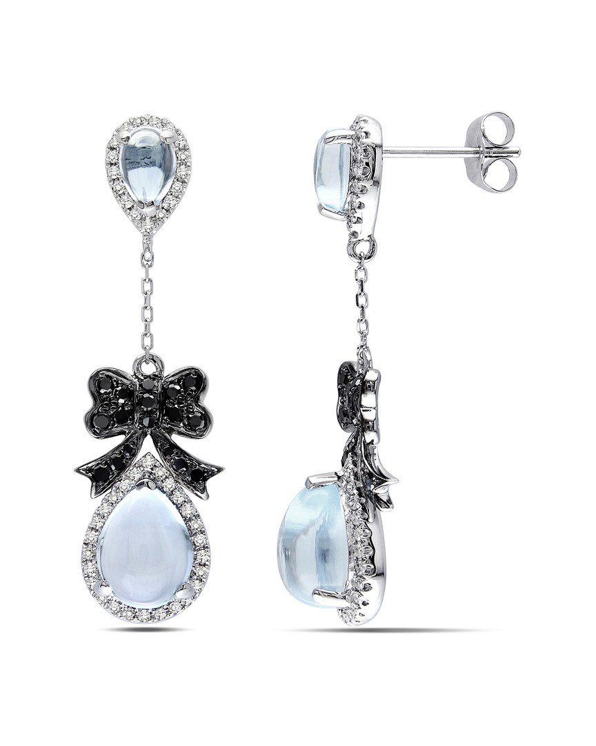 Image of K . ct. tw. Diamond & Sky Blue Topaz Earrings