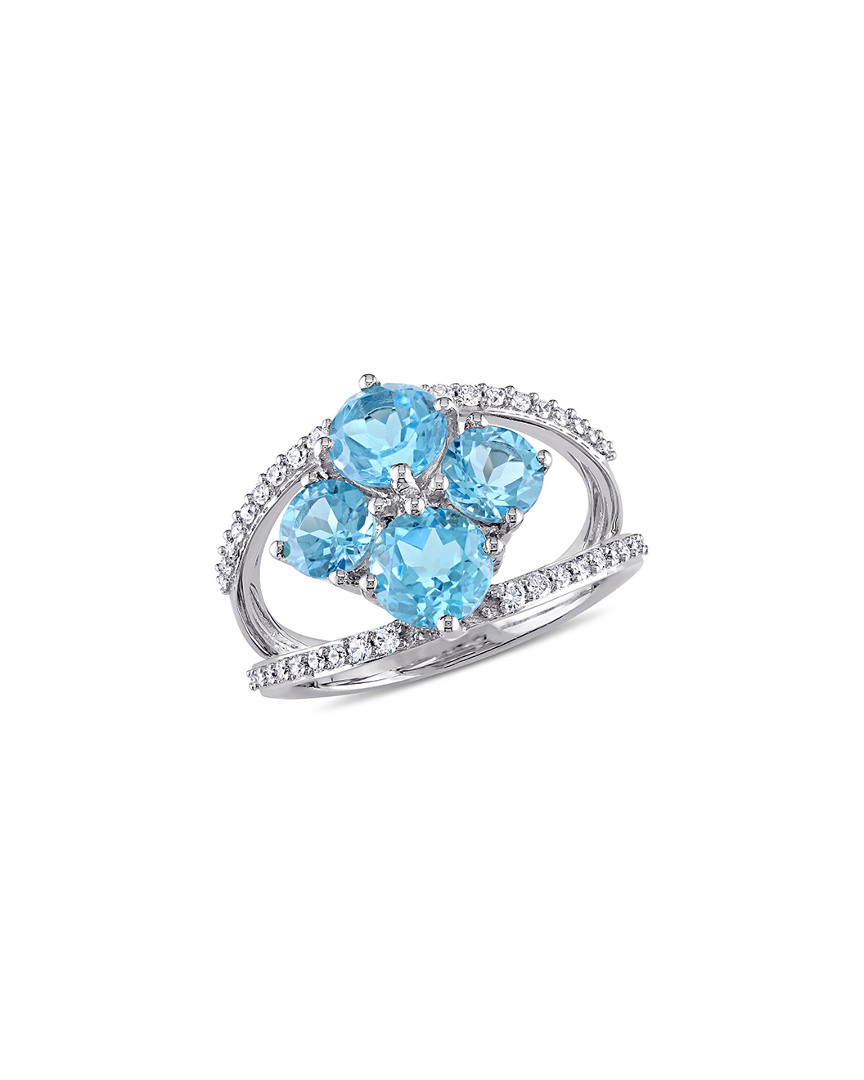 Image of K . ct. tw. Diamond & Blue Topaz - Swiss Ring