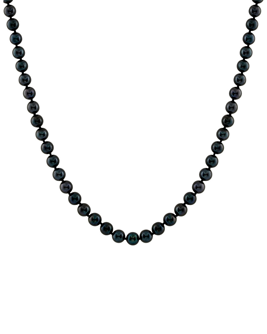 Splendid Pearls 14k 5-5.5mm Akoya Pearl Necklace In Black