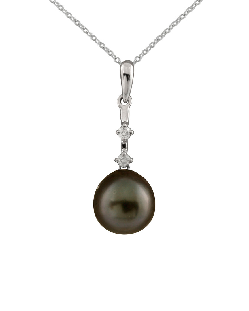 Masako Pearls Splendid Pearls 14k 0.04 Ct. Tw. Diamond & 8-8.5mm Tahitian Pearl Necklace