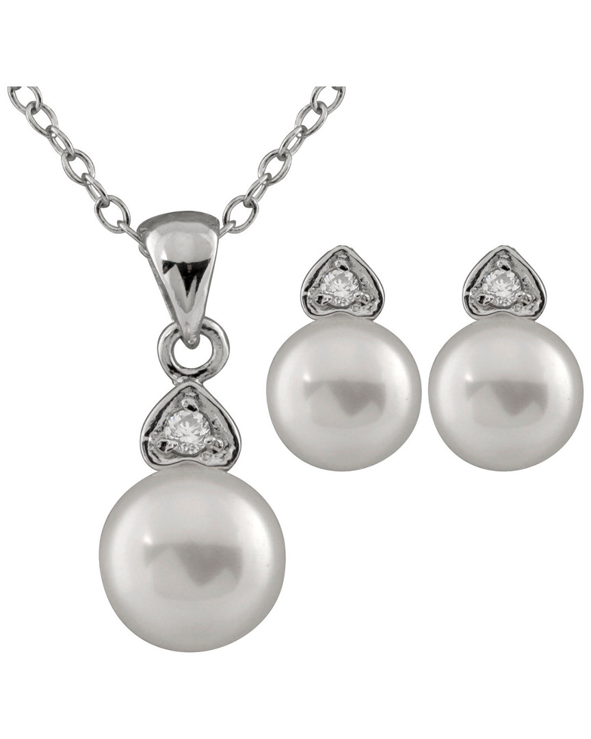Splendid Pearls Plated 6-7mm Pearl Drop Earrings & Necklace Set