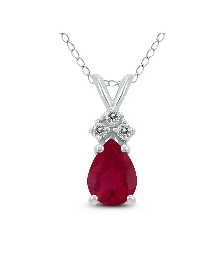 Gemstones 14k 0.31 Ct. Tw. Diamond & Ruby Necklace