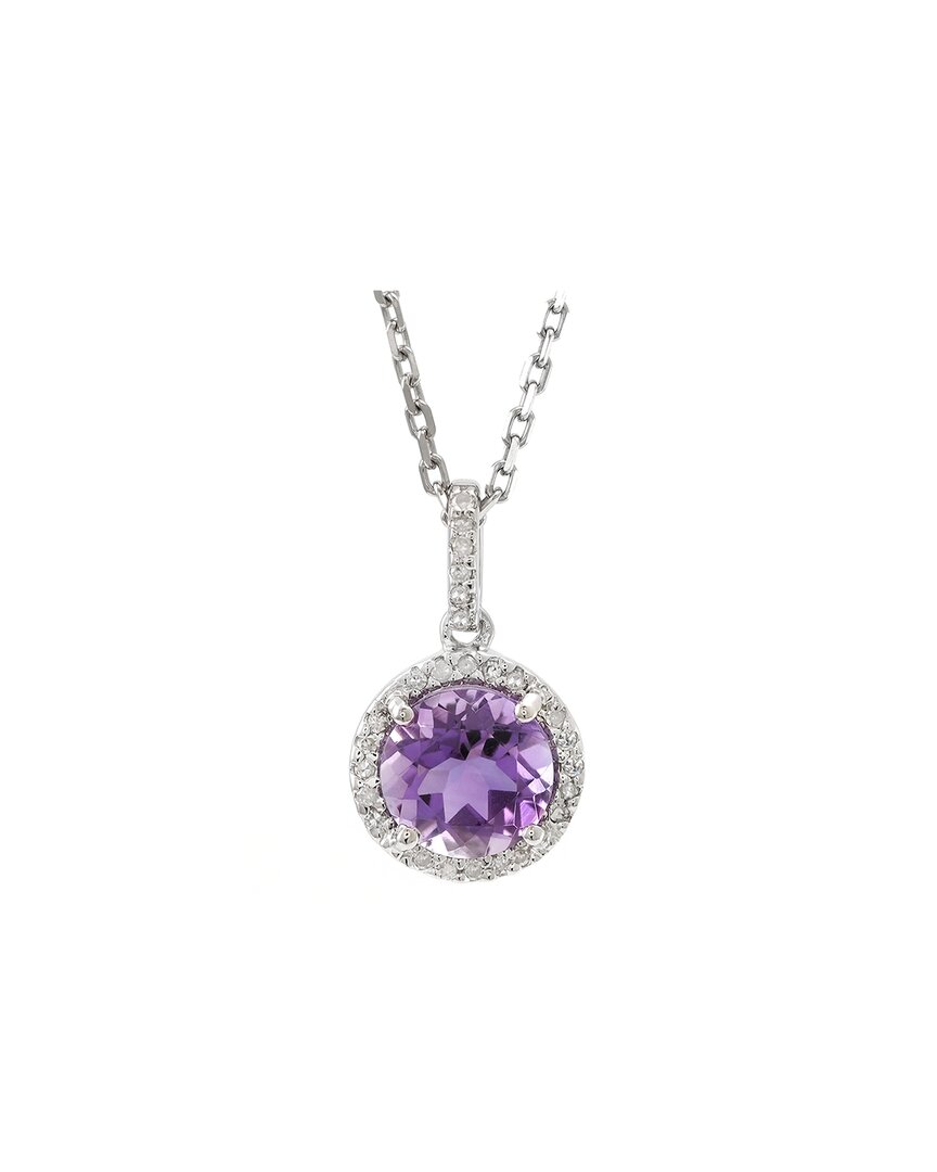 Gemstones Silver 1.33 Ct. Tw. Diamond & Amethyst Necklace