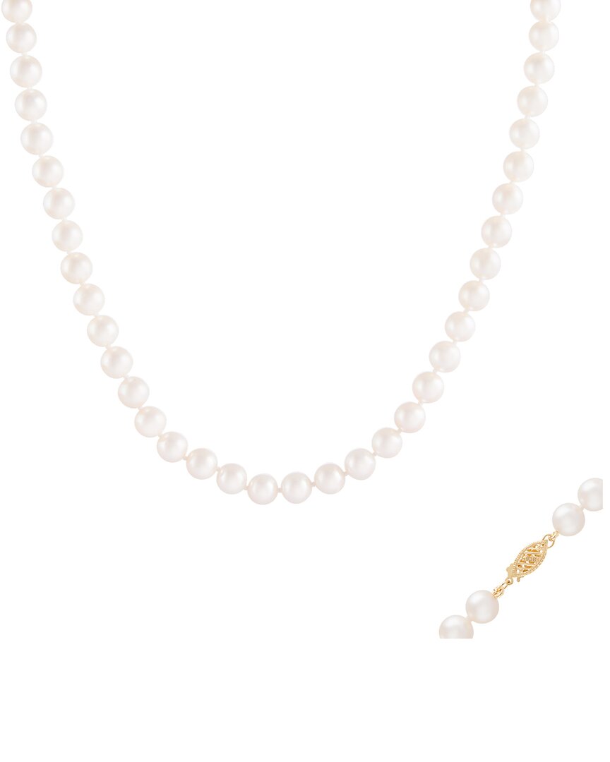 Splendid Pearls 5-6mm Akoya Pearl Necklace In Gold