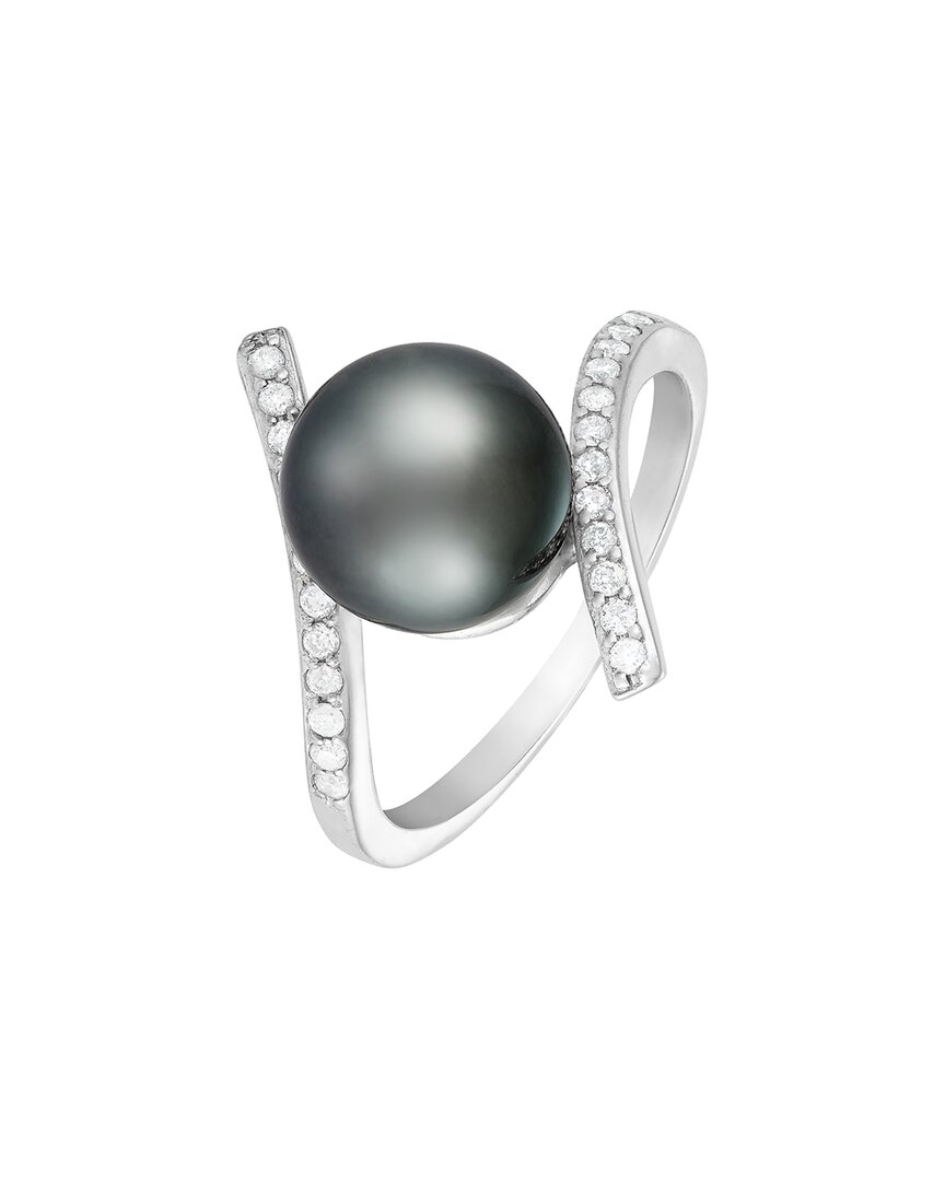 Shop Splendid Pearls 14k 0.18 Ct. Tw. Diamond 9-10mm Pearl Ring