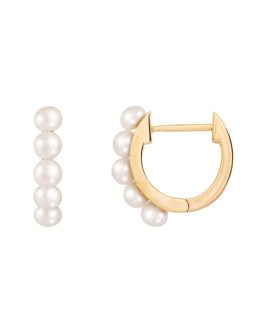 Splendid Pearls 14k 3mm Pearl Huggie Earrings