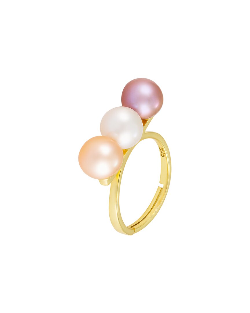 Splendid Pearls Vermeil 7-8mm Pearl Ring In Gold