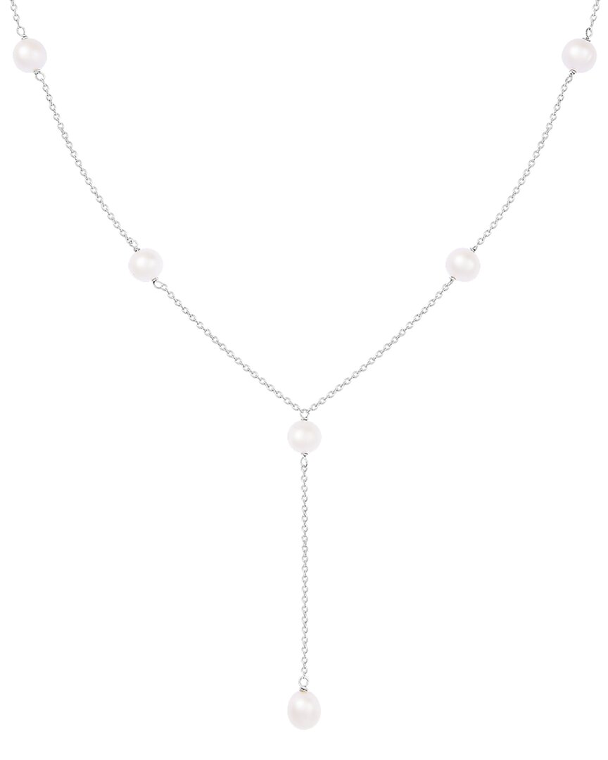 Splendid Pearls Silver 7-8mm Pearl Station Necklace