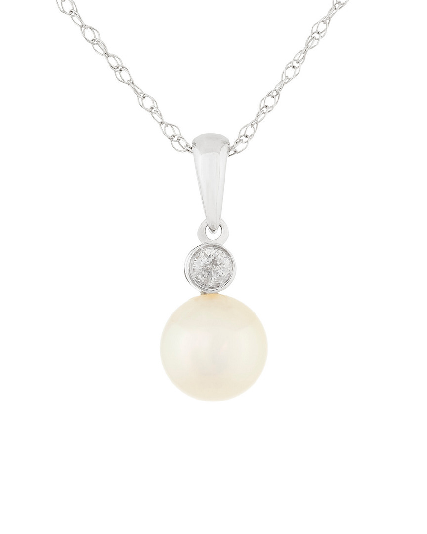Masako Pearls 14k Diamond 6-6.5mm White Akoya Pendant Necklace