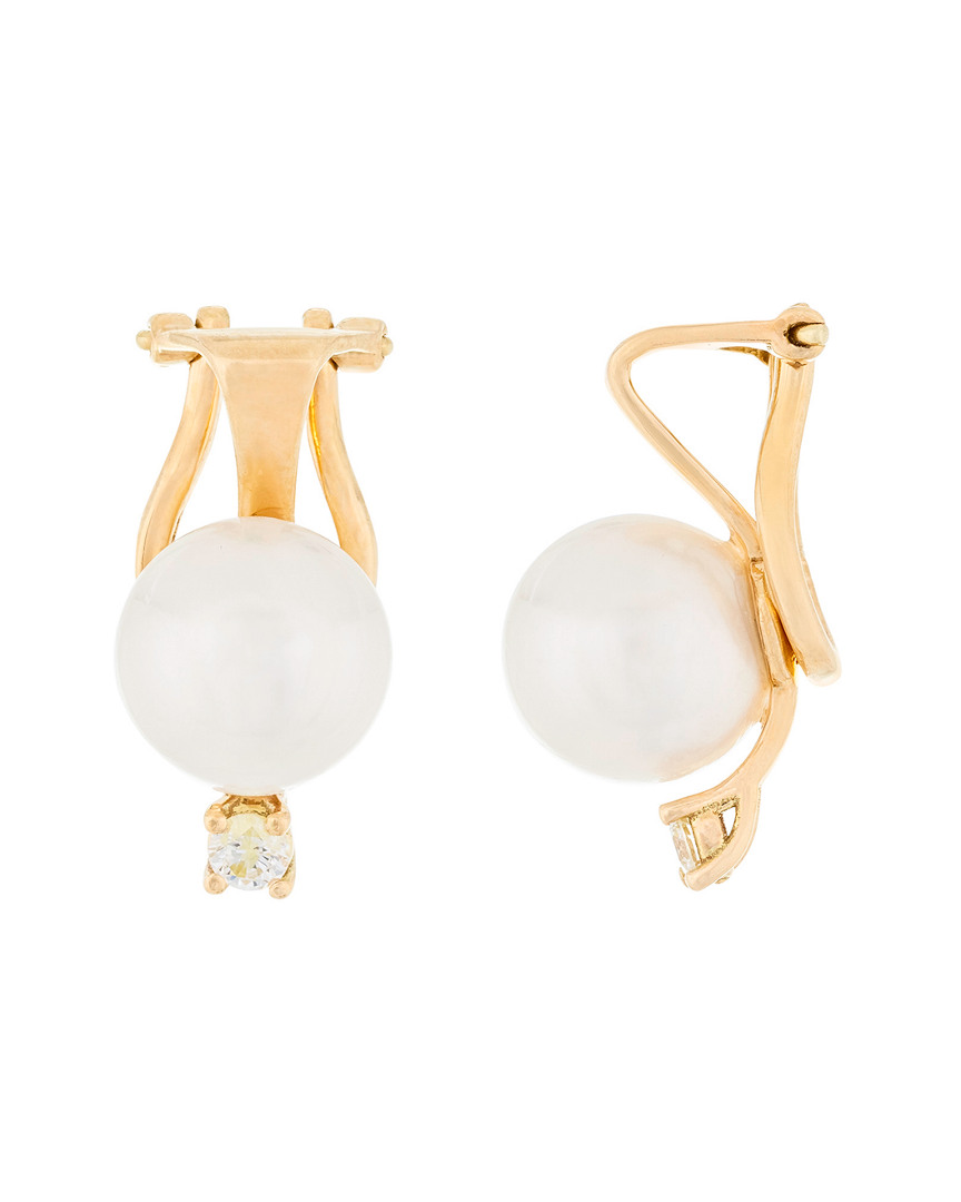 MASAKO PEARLS MASAKO PEARLS 14K 0.06 CT. TW. DIAMOND & 7-7.5MM AKOYA PEARL EARRINGS