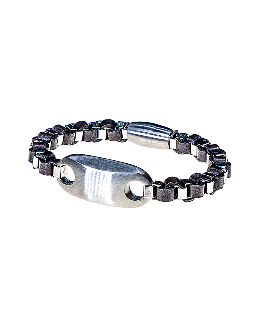 Jean Claude Stainless Steel & Leather Bracelet