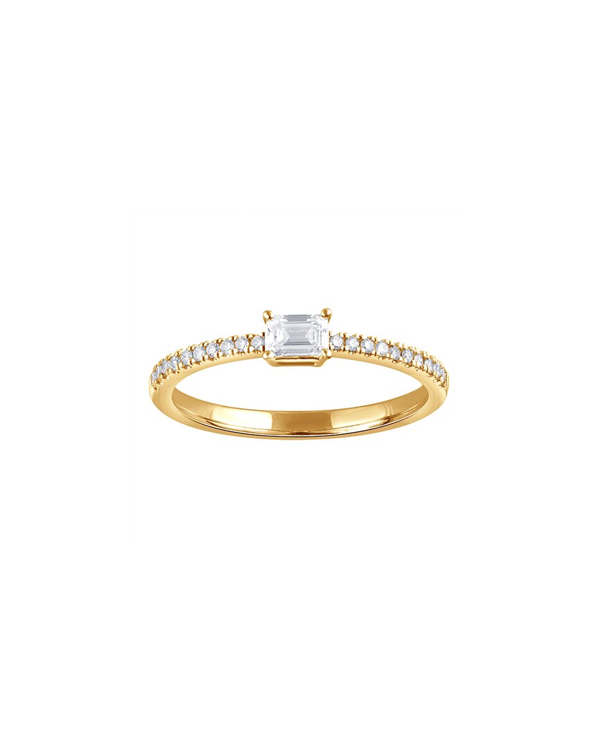 Lab Grown Diamonds 14k Over Silver 0.33 Ct. Tw. Lab Grown Diamond Side Stone Ring In Gold
