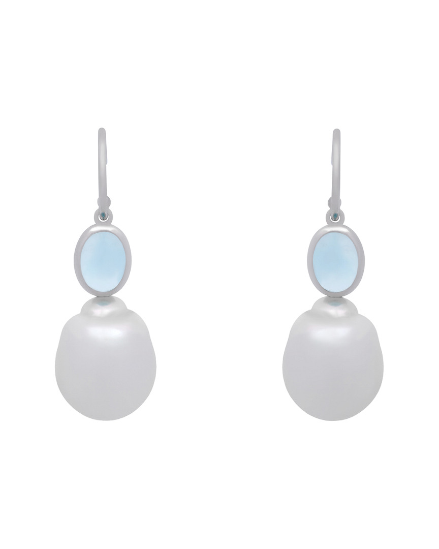 Image of Aquarian Pearls K . ct. tw. Topaz Earrings