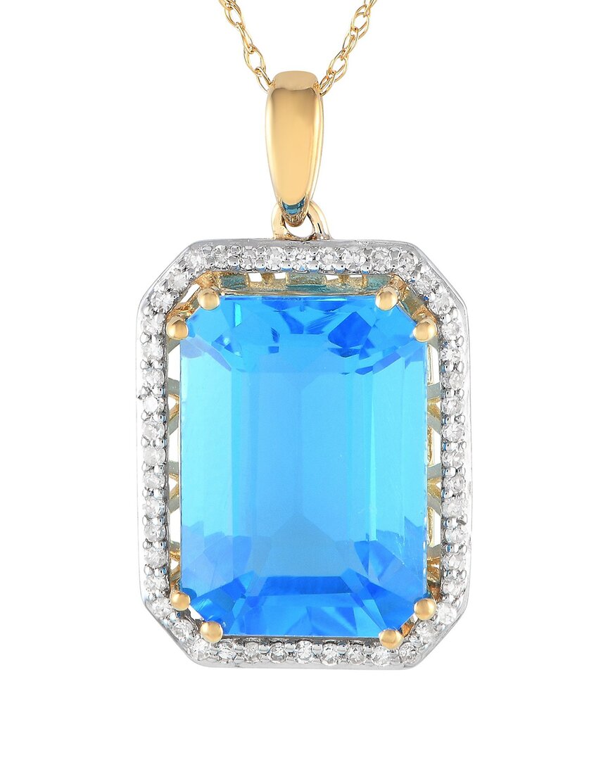 Gemstones 14k 0.20 Ct. Tw. Diamond & Topaz Necklace In Gold
