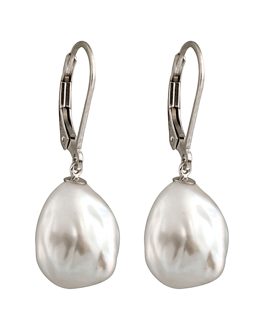 Splendid Pearls Silver Plated 11-12mm Freshwater Pearl Drop Earrings