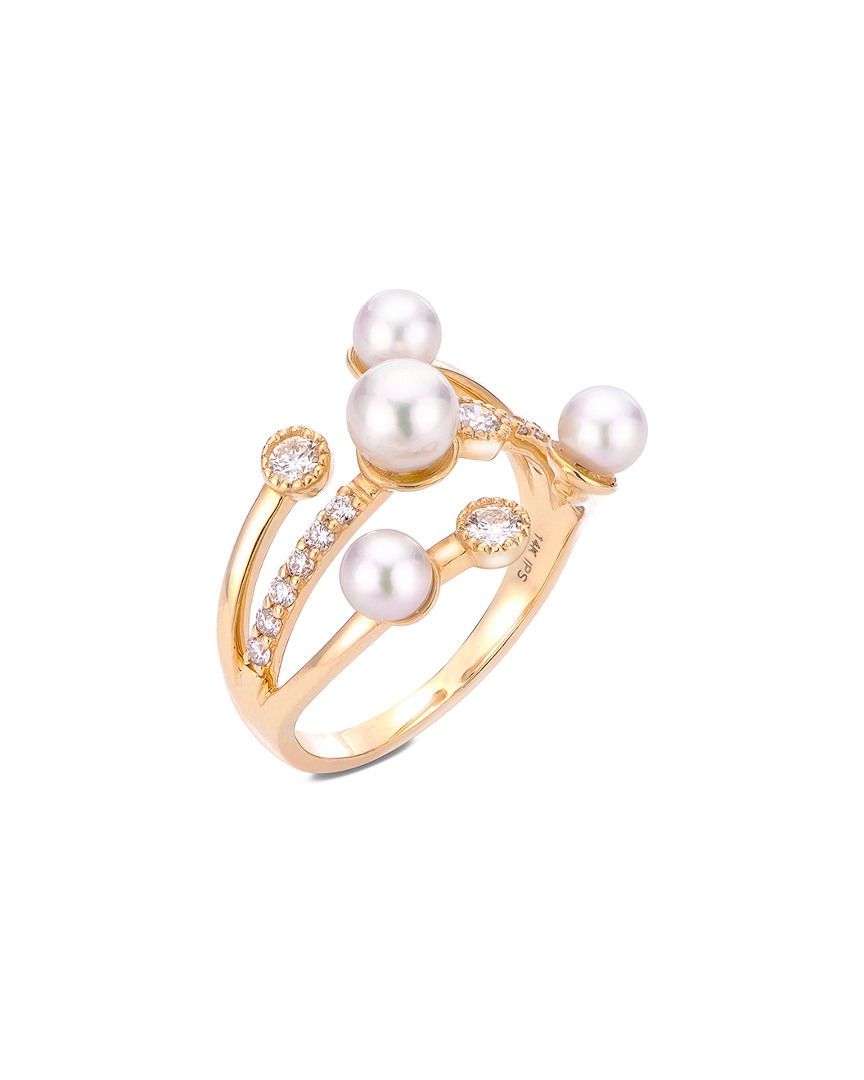 Pearls 14k 0.35 Ct. Tw. Diamond 3.5-5.5mm Pearl Ring