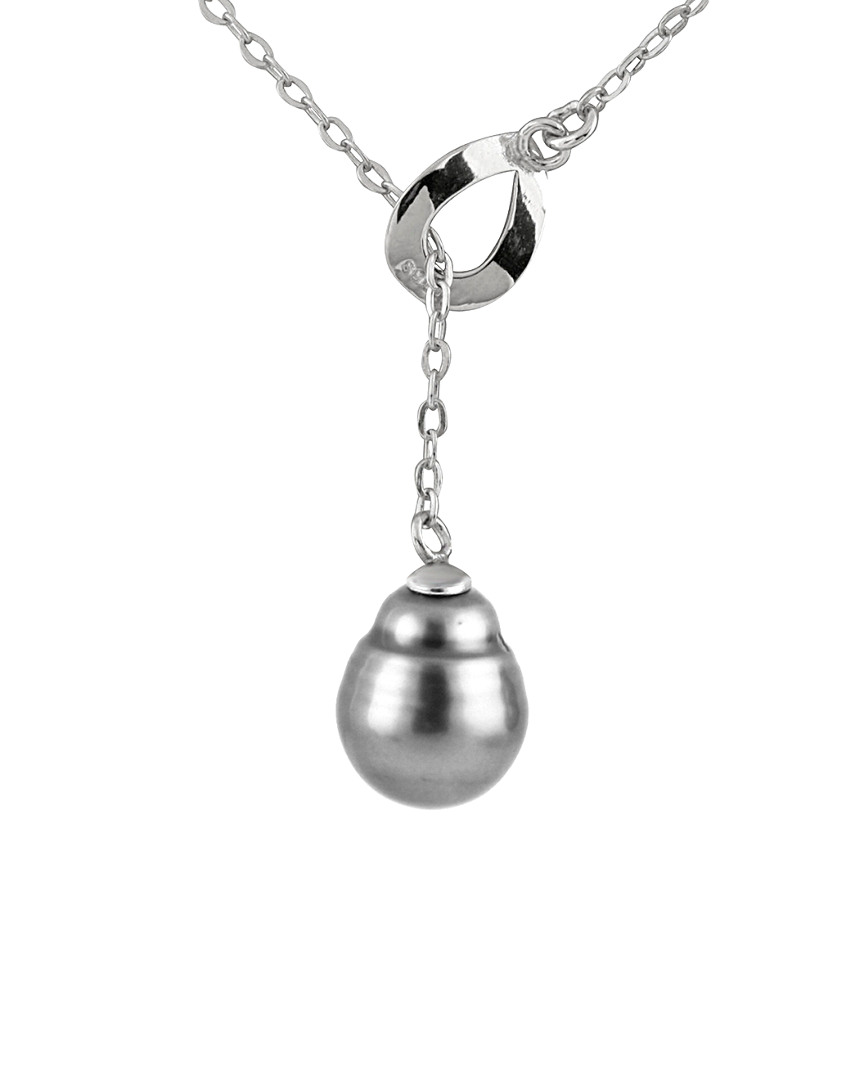Splendid Pearls Silver 9-10mm Tahitian Pearl Pendant Necklace