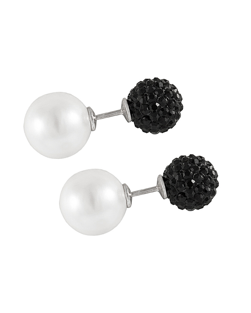 Splendid Pearls Silver 10-14mm Shell Pearl & Cz Earrings