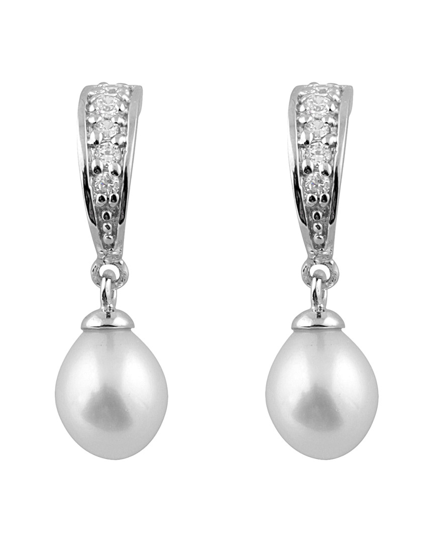 Splendid Pearls Silver 7-7.5mm Freshwater Pearl Earrings