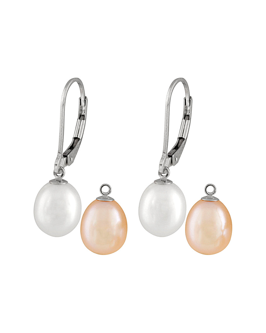 Splendid Pearls Rhodium Over Silver 7-8mm Pearl Earrings