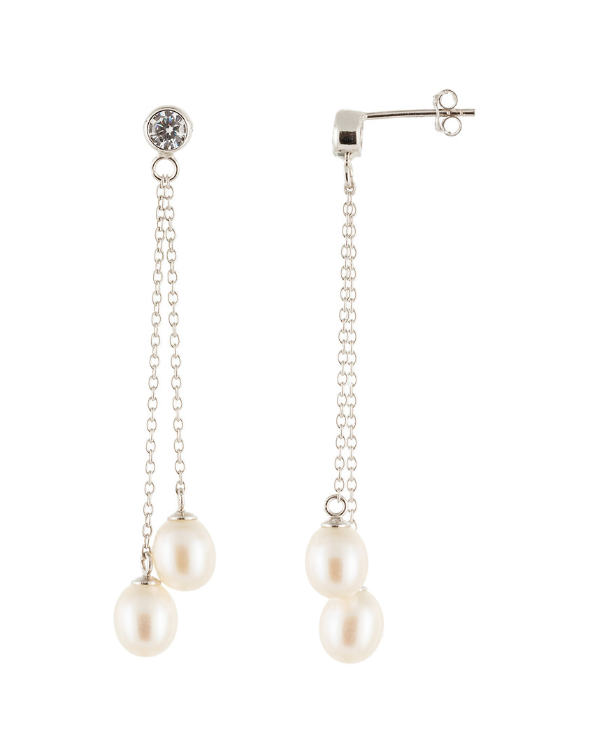 Splendid Pearls Silver 6-6.5mm Freshwater Pearl Earrings In Neutral