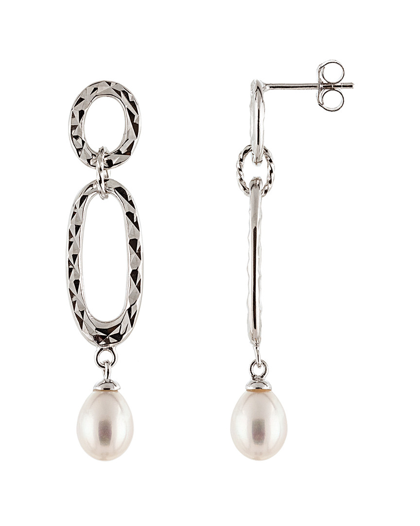 Splendid Pearls Silver 7-8mm Freshwater Pearl Earrings