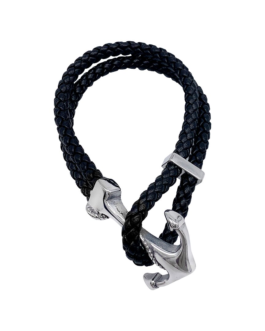 Shop Adornia Stainless Steel Water Resistant Leather & Anchor Hook Bracelet