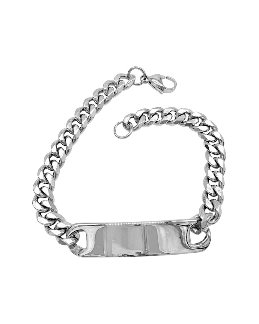 Adornia Stainless Steel Tag Curb Chain Bracelet