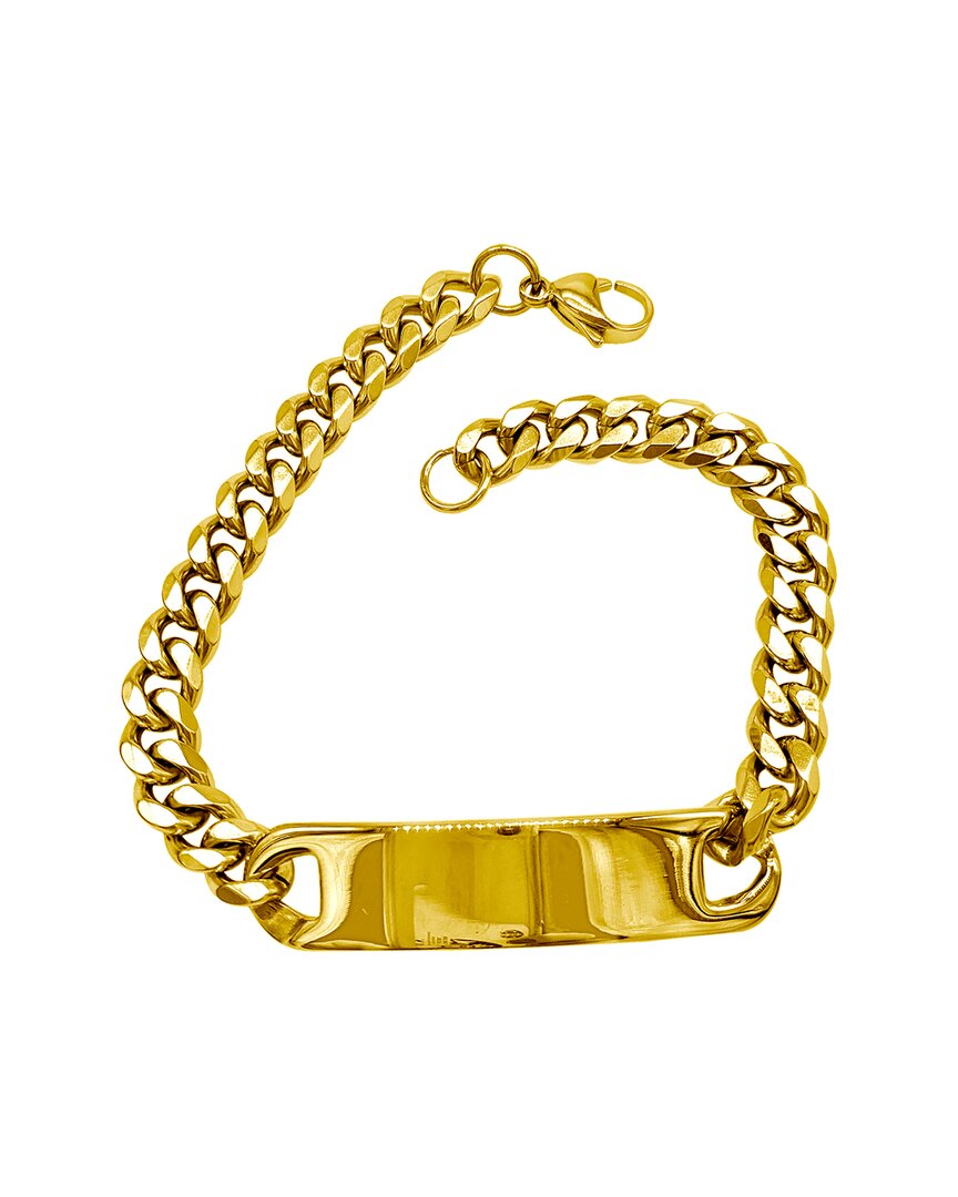 Adornia 14k Plated Tag Curb Chain Bracelet In Gold