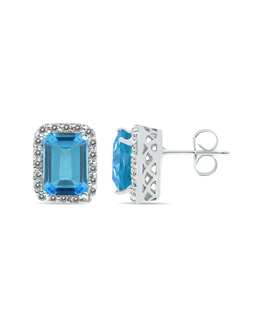 Gemstones 14k 4.05 Ct. Tw. Diamond & Blue Topaz Earrings