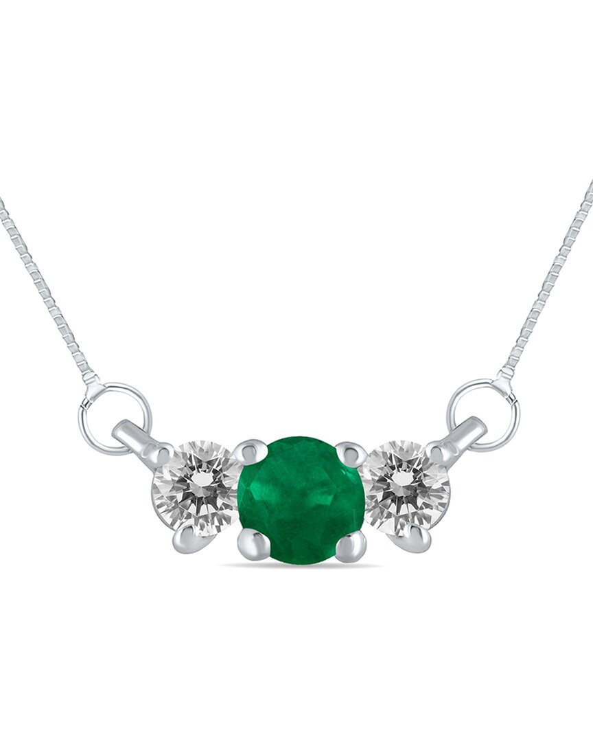 Gemstones 14k 0.35 Ct. Tw. Diamond & Emerald Necklace