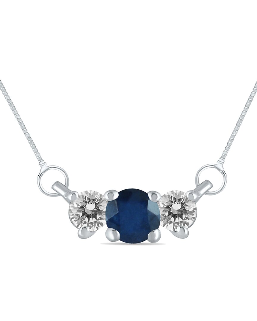 Gemstones 14k 0.35 Ct. Tw. Diamond & Sapphire Necklace