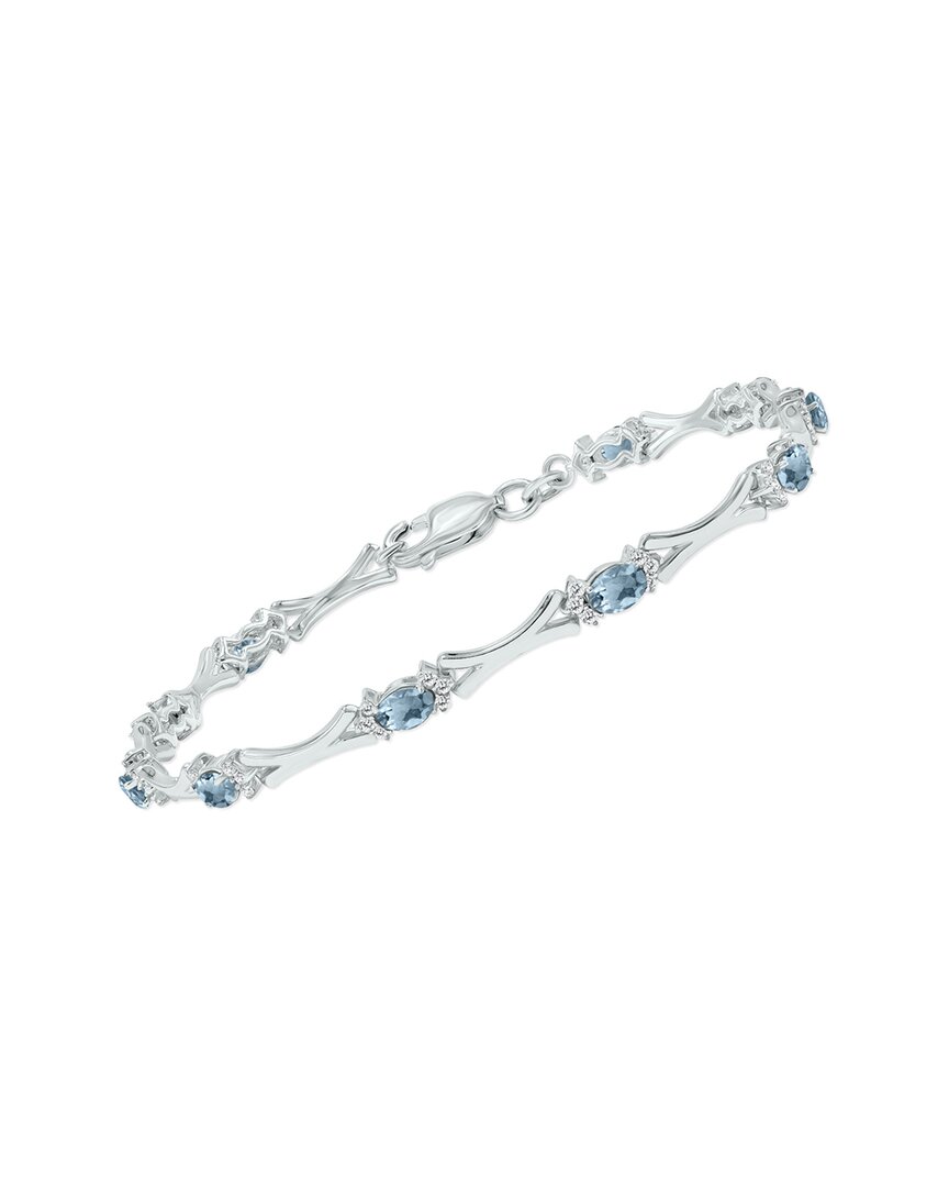 Gemstones Silver 1.86 Ct. Tw. Diamond & Aquamarine Bracelet