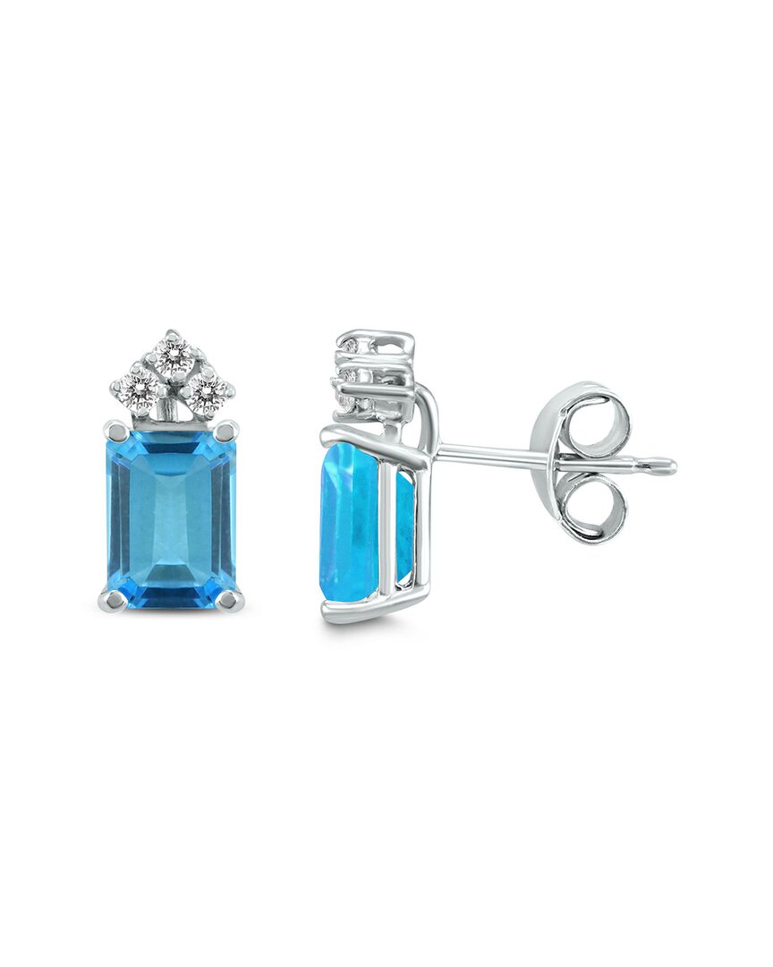 Gemstones 14k 1.35 Ct. Tw. Diamond & Blue Topaz Earrings