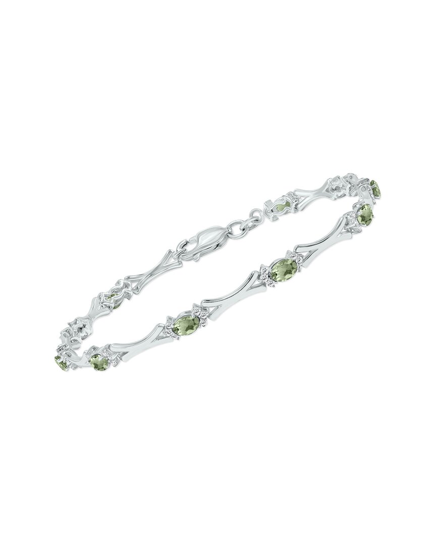 Gemstones Silver 1.86 Ct. Tw. Diamond & Green Amethyst Bracelet