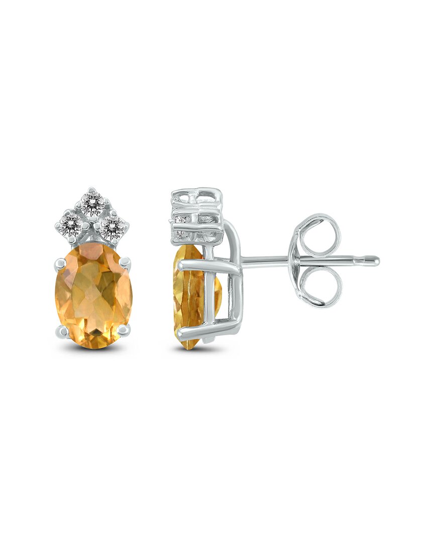 Gemstones 14k 2.60 Ct. Tw. Diamond & Citrine Earrings