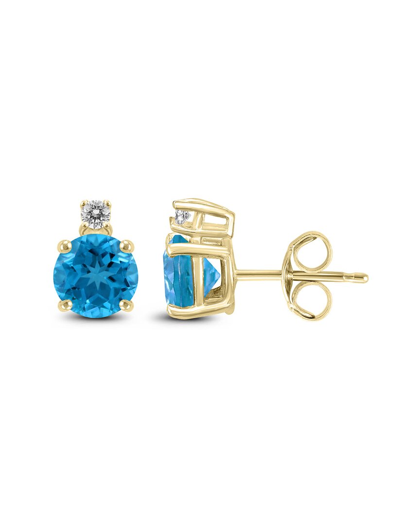 Gemstones 14k 3.40 Ct. Tw. Diamond & Blue Topaz Earrings